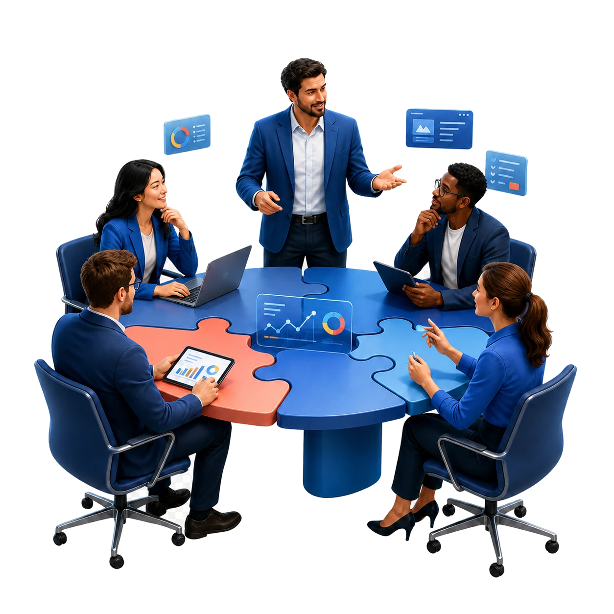 Experienced digital leadership team collaborating on strategy, product design, analytics, and technology