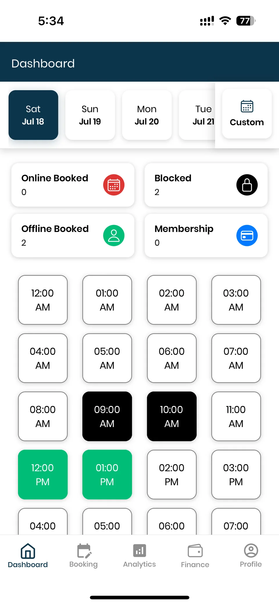 GameOn Manager operations dashboard